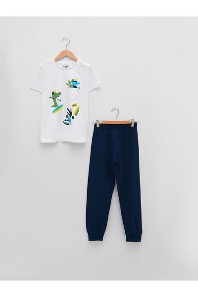 LC Waikiki Crew Neck Printed Short Sleeve Boys Pajama Set (S2)