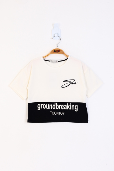 Toontoy Детска блуза с къс ръкав и детайлен принт Garni