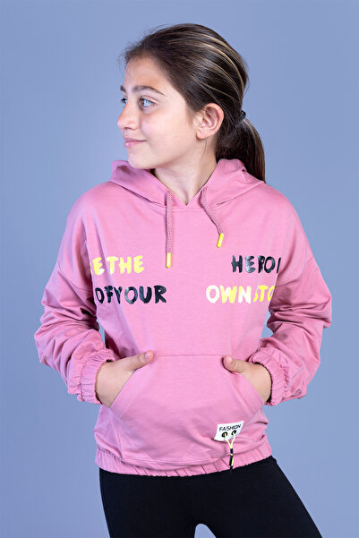 Toontoy Hanorac pentru fete cu buzunar cangur cu imprimeu Swea tricou