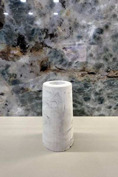 Znp Home Μίνι Μαρμάρινο Μοτίβο Ριγέ Βάζο Κύλινδρος Ειδώλιο 7Χ10 εκ