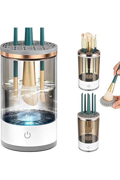 AWH منظف فرش المكياج الكهربائي، غسالة فرش المكياج الدوارة الأوتوماتيكية لجميع أحجام الفرش.