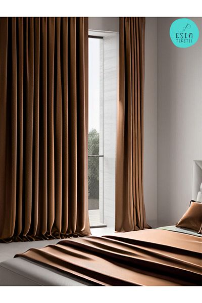 esin tekstil Milk Coffee Blackout Light Proof Extra-Forced Blackout Sunshade Curtain