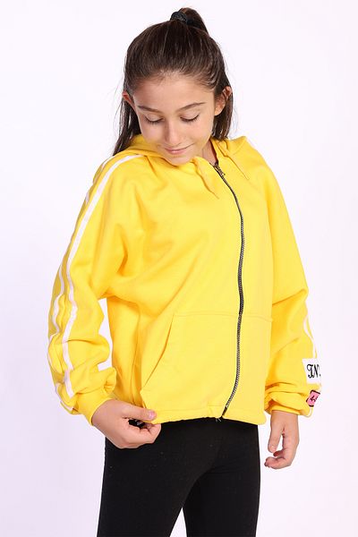 Toontoy Girl's Striped Embroidered Casual Cardigan