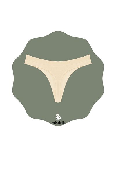 MİSTİRİK Paulo Model Ribbed and Flexible Soft Fabric String Panties Skin Color