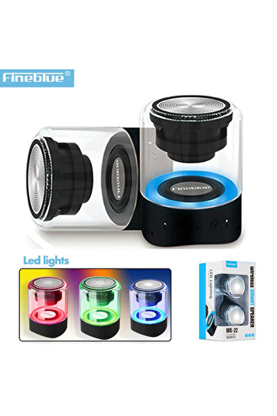Fineblue MK-22 Bluetooth ikili Speaker Kablosuz Hoparlör LED ışık Mega Bas Ta...