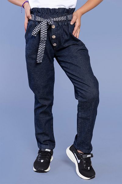 Toontoy High Waist Pocketed Girl's Jean Trousers - Regular Fit
