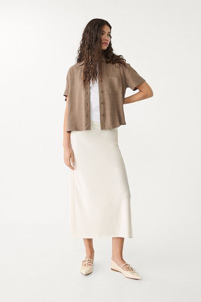 Stradivarius Short sleeve linen blend shirt