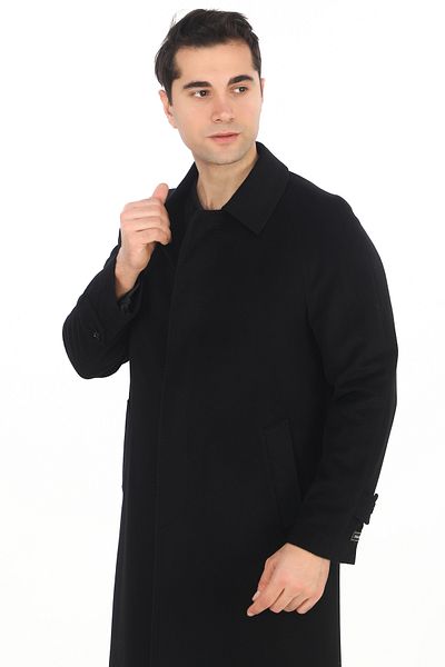 ŞAN GİYİM 1030 Men's Black Baby Collar Raglan Sleeve 110 Length Overcoat