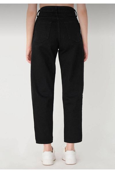 LİMABEL Mystery Milano High Waist Mom Jean - Ivan Queen Alya Black Colorfast Women Boyfriend Power