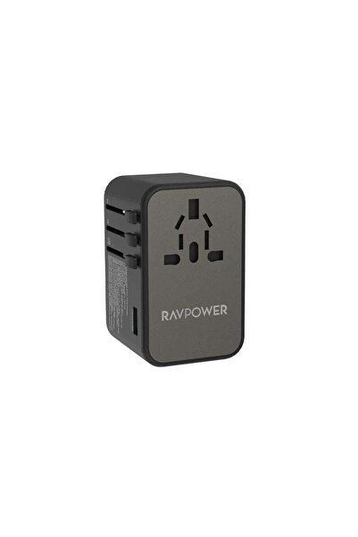 RavPower شاحن سفر RP-PC1043 PD GaN 75W بأربعة منافذ غير متصل بالإنترنت، أسود