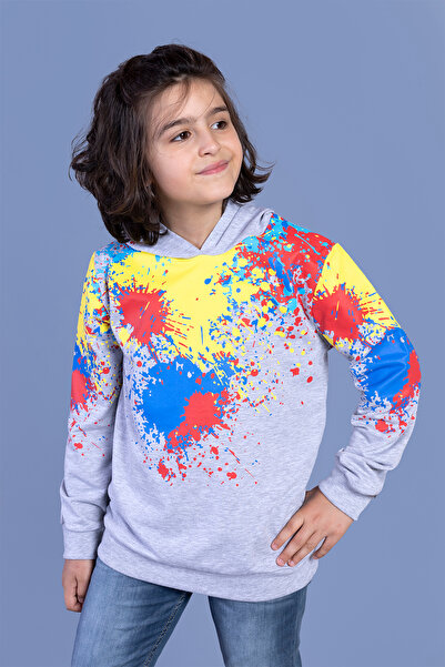 Toontoy Băiat colorat cu glugă Spray cu imprimeu Swea tricou