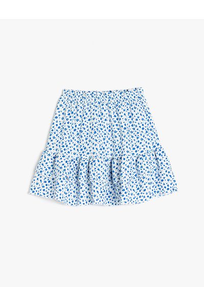 Koton Pleated Floral Print A-Line Mini Skirt