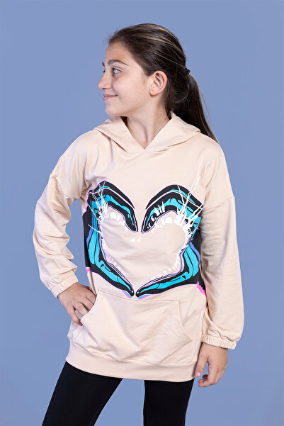 Toontoy Fată cu imprimeu cu glugă Kangaroo Swea tricou