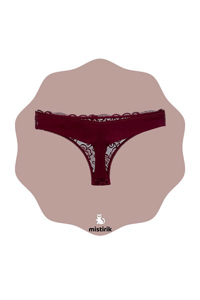 MİSTİRİK Chiloți Moale Model Masara Culoare Bordeaux Cu Detaliu Dantela