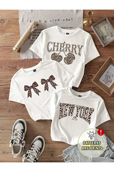 npLStore Жіночий комплект з 3 футболок з принтом леопарда