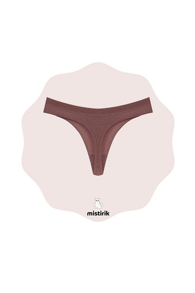 MİSTİRİK Paulo Model - Ribbed and Flexible Soft Fabric, Plum Color String Panties