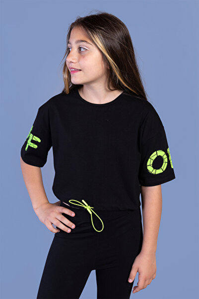 Toontoy Tricou crop pentru fetiță din cu imprimeu