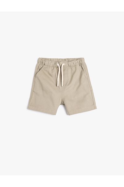 Koton Pantaloni scurți de bază din bumbac cu buzunar și cravată în talie