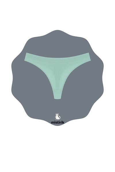 MİSTİRİK Paulo Model - Ribbed and Flexible Soft Fabric, Pastel Water Green String Panties