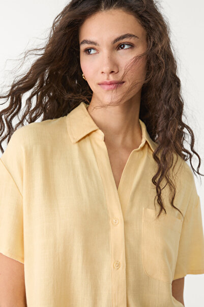 Stradivarius Short sleeve linen blend shirt