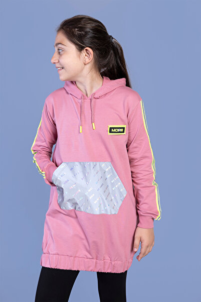 Toontoy Fată - Hanorac cu buzunar cangur cu detaliu reflectorizant tricou