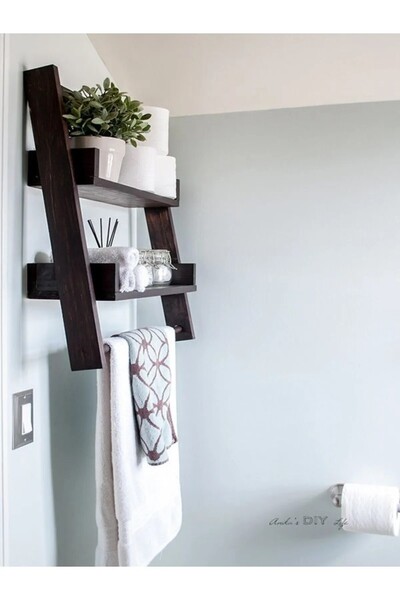 Handmade Ahşap raf, Ahşap havluluk, raflı havluluk, Ahşap duvar rafı