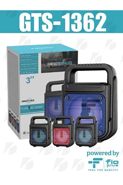 FİOPLUS Bluetooth Hoparlör Led Işıklı Taşınabilir Kablosuz Speaker GTS-1362