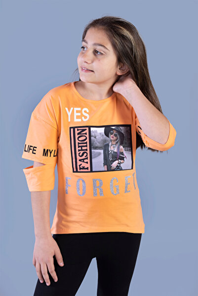 Toontoy Tricou pentru fetiță - cu mâneci decupate cu imprimeu