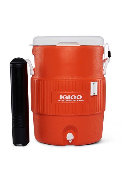 IGLOO - 10 Gallon Seat Top With Cup Dispenser - Orange