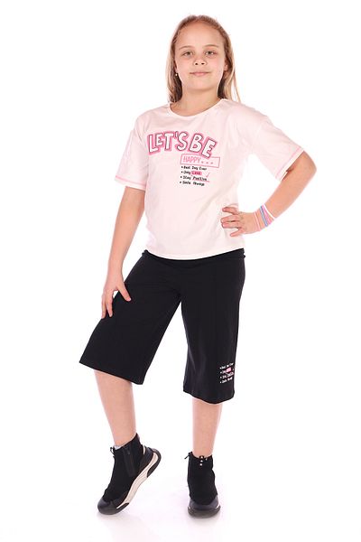 Toontoy Girl's Lets Be Happy Printed Capri Suit