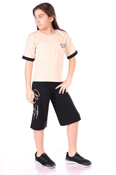 Toontoy Set Capris cu broderie Pretty cu imprimeu pentru fetiță