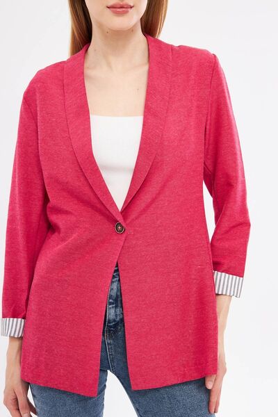 armonika Sötét fukszia egygombos csíkos női dzseki - ARM-22K001122