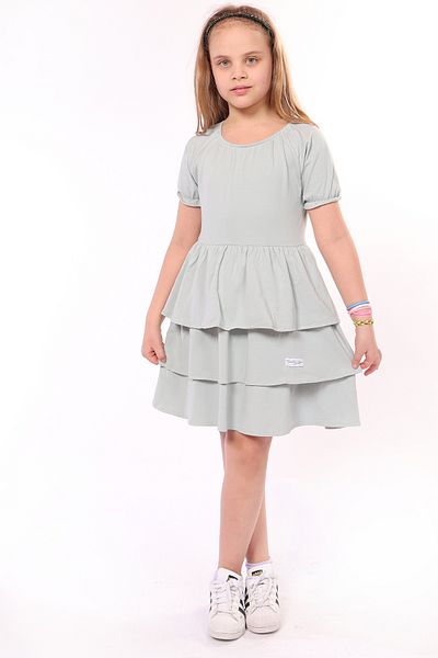 Toontoy Girl's Raglan Sleeve Embroidered Ruffle Detail Dress