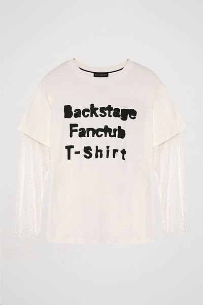 Quzu T-Shirt Ecru Color Oversize - Χοντρό Τυπωμένο Κείμενο