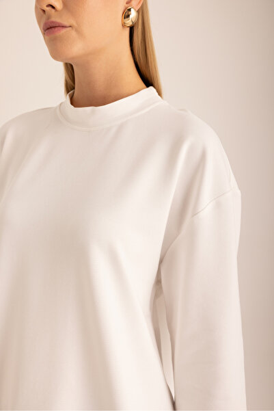 Aker Ekru Logo Detaylı Rahat Kalıp Sweat