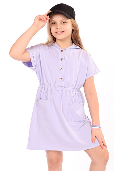 Toontoy Rochie K cu glugă pentru fetiță, cu talie elastică, cu două buzunare ...