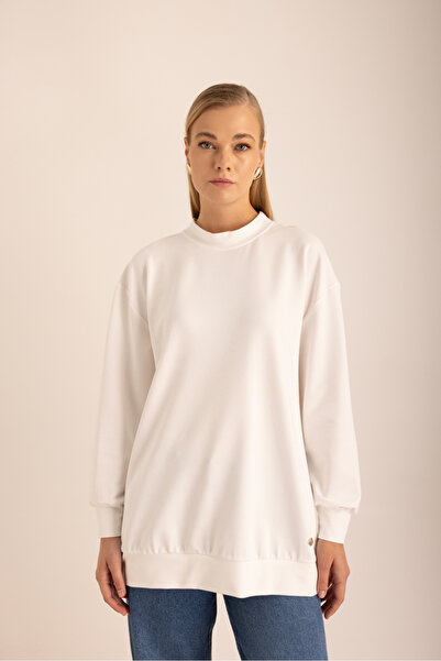 Aker Ekru Logo Detaylı Rahat Kalıp Sweat