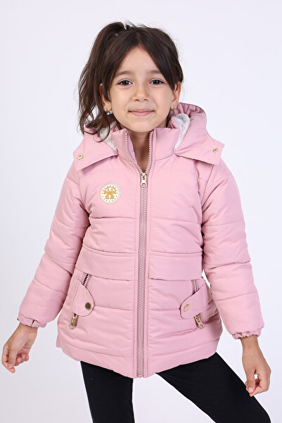 Toontoy Παλτό για κορίτσια με φερμουάρ K με κουκούλα - Εσωτερικά με τεχνητή γούνα