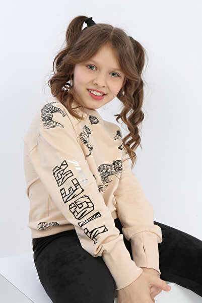 Toontoy Hanorac pentru fete Tiger Trend cu imprimeu tricou