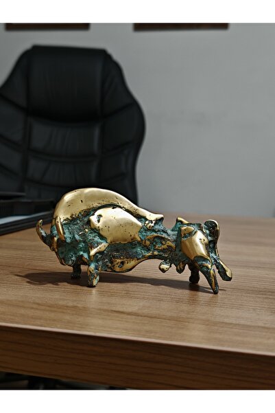 Pirinç (Bronz) Eskitme Steak Modern Boğa biblo