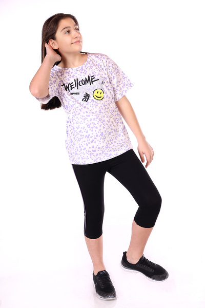 Toontoy طقم بدلة كابري بطبعات السعادة للفتيات