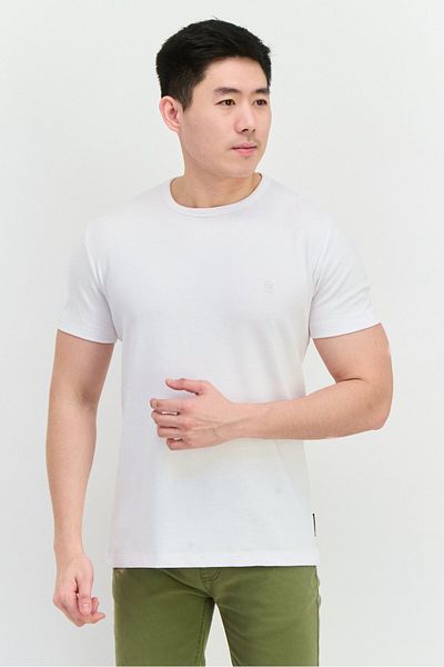 French Connection Men Crew Neck Short Sleeves Brand Logo T-shirt, White