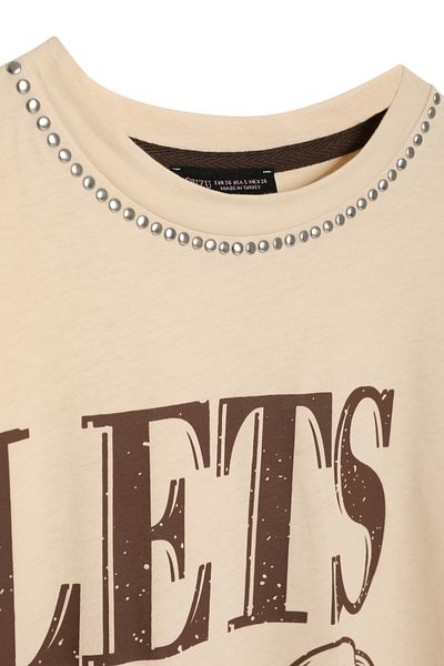 Quzu Beige T-Shirt - Staple Accessories, Text Printed