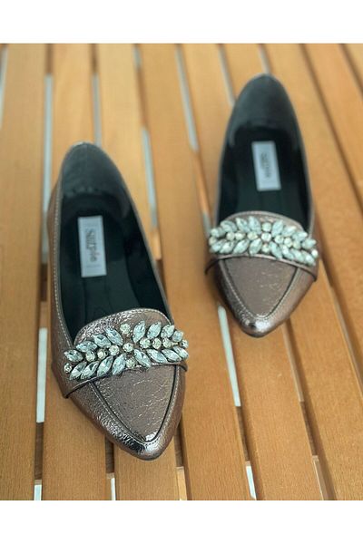 Surpie Shoes Stone Detailed Women's Ballerinas