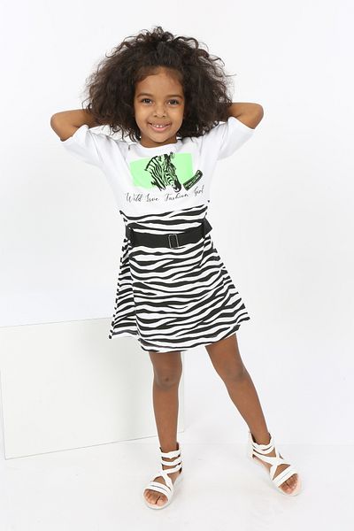 Toontoy Girl's Zebra Printed Dress