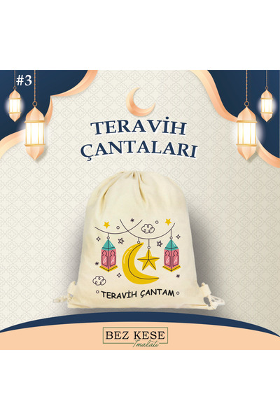 APRENDİ Ramazana Özel Teravih Çantam 35x40 CM Büzgülü Sırt Çantası Model-3