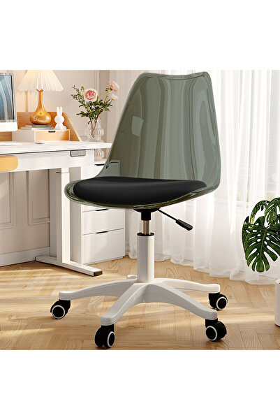 EqiEch كرسي أكريليك، كرسي مكتب بارتفاع قابل للتعديل، كرسي زينة دوار بعجلات 36...