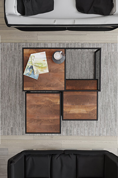 KIYMIK HOME 4006 Orta Sehpa Size Özel Üretim Gerçek Ağaç - Ceviz