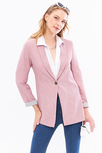 armonika سترة نسائية داستي روز بزر واحد - مخططة، ARM-22K001122