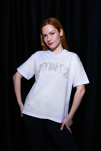 Sekizbiraltı Γυναικείο μπλουζάκι Favela Stone Printed Relaxed Fit Λευκό